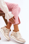 Leather Low Wedge Sports Shoes Beige Braylen