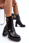 Women's Leather High Boots On Heel Black Lemar Danel