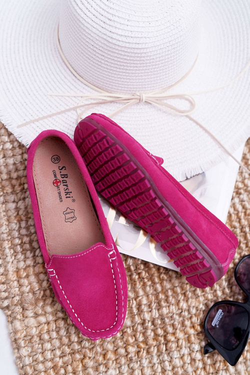 Women's Moccasins Suede Leather Fuchsia Tenzion