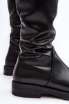 Women's Flat Knee-High Insulated Boots Black Saraseini