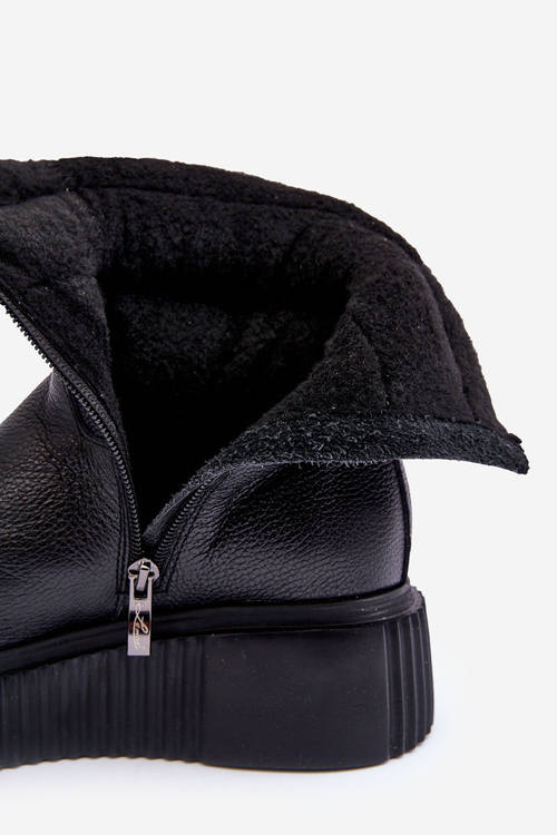 Leather Women's Platform Boots Black Suam