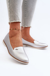 Women's Silver Flat Heel Loafers Enzla