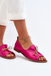 Zazoo 2660 Women's Leather Ballerina Flats Fuchsia