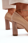 Elegant Pumps On A Decorative Heel Sergio Leone PB217 Dark Beige