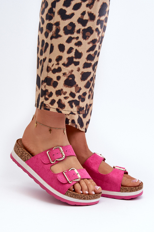 Women's Platform Sandals with Buckles Eco Suede Pink Ursila