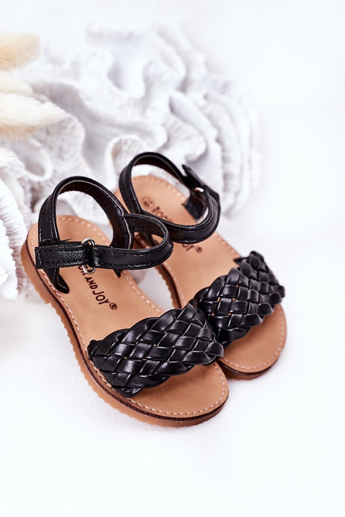 Children's Braided Sandals Black Bailly