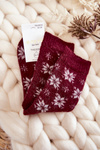 Women's Wool Socks In Snowflakes Maroon