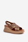 Women's sandals made of eco leather on platform and wedge copper Vaiara