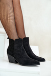 Insulated Cowboy Ankle Boots Eco Suede With Zipper Black Virtris
