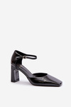 Heels With Block Heel Made Of Lacquered Eco Leather Black Emindria