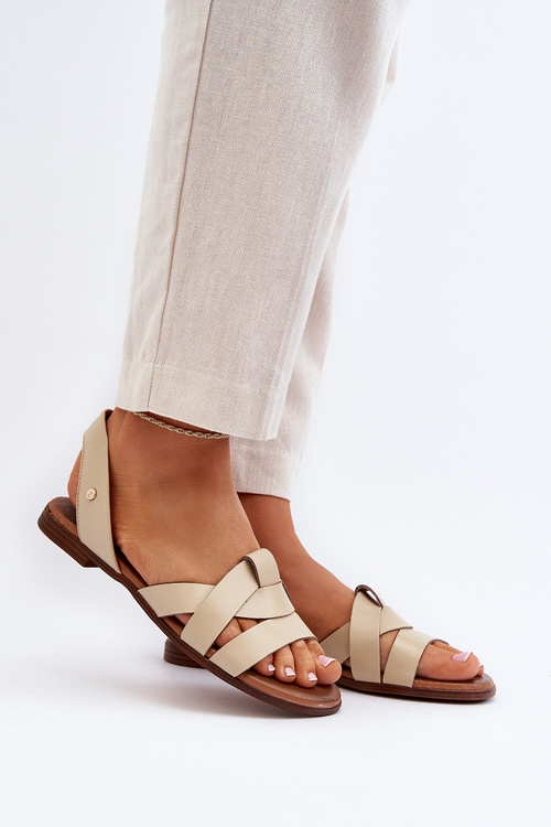 Zazoo 40185 Comfortable Leather Slip-On Sandals Brown