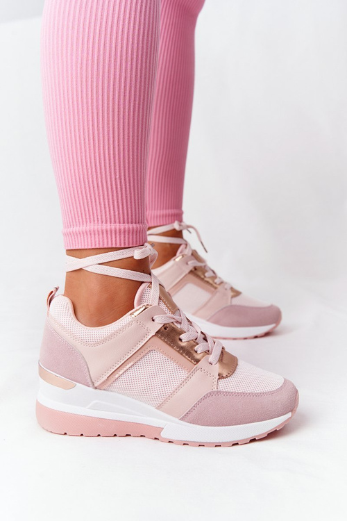 Wedge Sneakers Pink Bye Bye Love