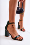 Women's Leather Sandals Snake Pattern Green Sollana