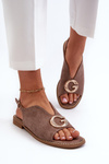 Elegant Women's Sandals with Eco Suede Decoration S.Barski KV27-058 Brown