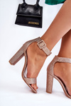 Women's Sandals On A Heel Gold Glitter Joalice