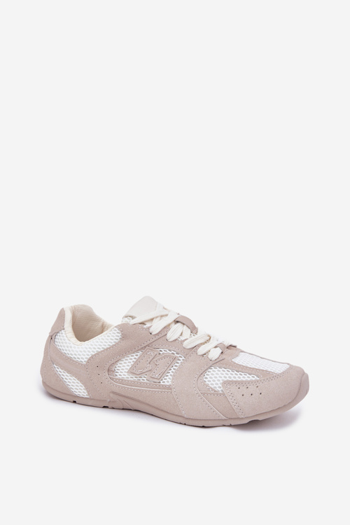 Eko Zamszowe Klasyczne Buty Sportowe Damskie Biało-Beżowe Dorella