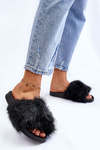 Women's Fur Slides Black Kennet