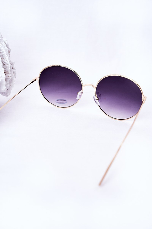 Gold Round Sunglasses With Graphite Ombre Lenses