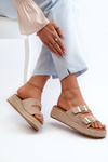 Women's sandals with braided eco suede beige Zaloemi