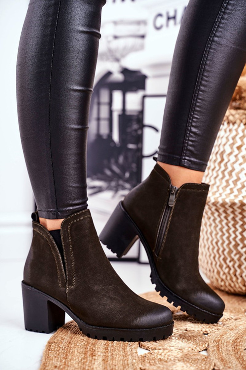 Women’s Boots On High Heel Khaki Veronica