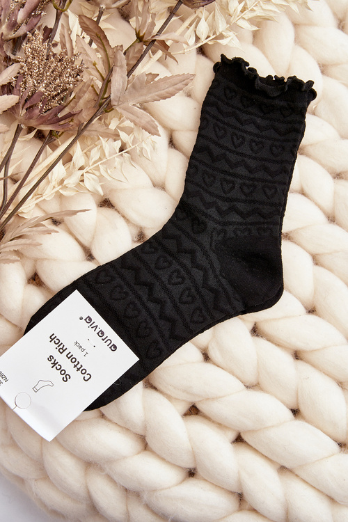 Women's Black Patterned Socks