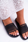Women's Beaded Flip Flops Black Elavi