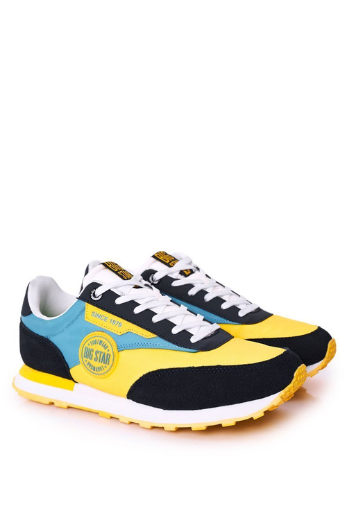 Męskie Sportowe Buty Memory Foam Big Star HH174249 Żółto-Niebieskie