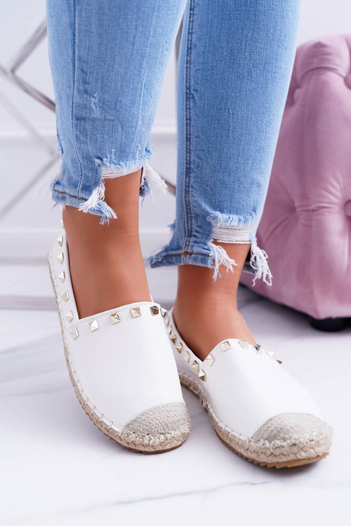 White Slip-on Espadrilles with Studs Christiane