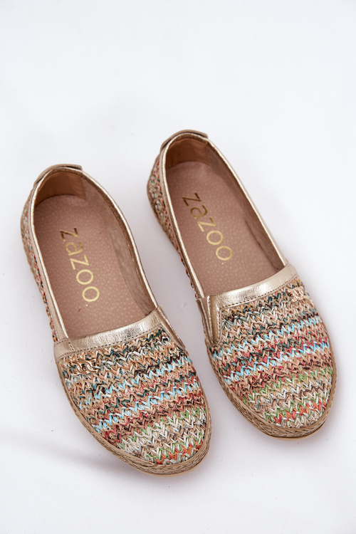 Elegant Leather Espadrilles With Braiding Multicolor Zazoo 10178