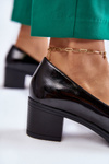 Leather Pumps On A Pillar With Ornament Black Semila
