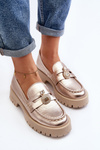 Leather Loafers with CheBello 4291 Gold Decoration