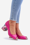 Leather pumps with decorative heel Fuchsia Lewski Shoes 2608/K
