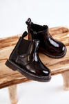 Children's Laquered Warm Boots Black Porky