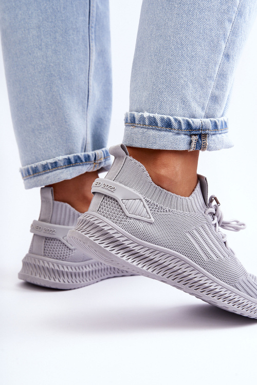 Women's Slip-On Fabric Sports Shoes Gray Zauna