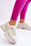 Buty Sportowe Sneakersy Modne Kremowe Frezio