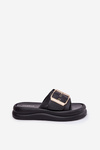 Women's Sandals On Massive Platform With Decorative Buckle Black Zelori