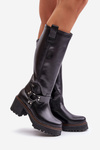 Leather Knee High Women's Boots Black Lewski 3432