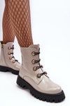 Women's Quilted Boots with Ornamental Buttons D&A MR870-51 Light beige