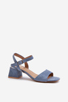 Women's Sandals On Block Heel In Blue Faux Suede Leisha