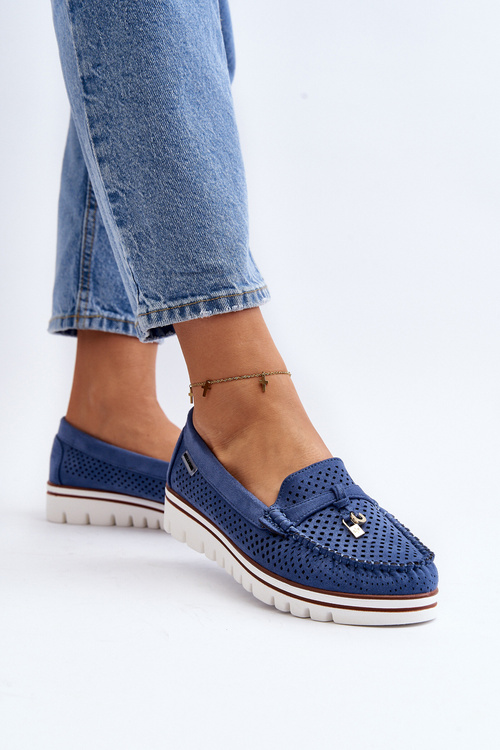Women's Blue Cutout Moccasins Twista