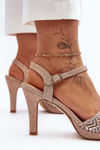 Embellished High Heel Sandals D&A MR1038-44 Pink Gold