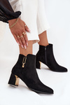 Women's heeled ankle boots with gold details black Kalivra