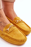 Suede Loafers With Ornament Yellow Eleina 