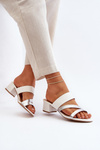 Women's Low Heel White Mules Rosila