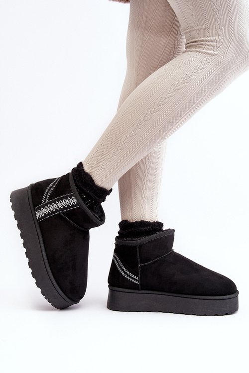 Women's Snow Boots On Platform Lined Black Lomessa