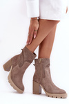 Women's Leather Aperture Ankle Boots Beige Lewski 3386
