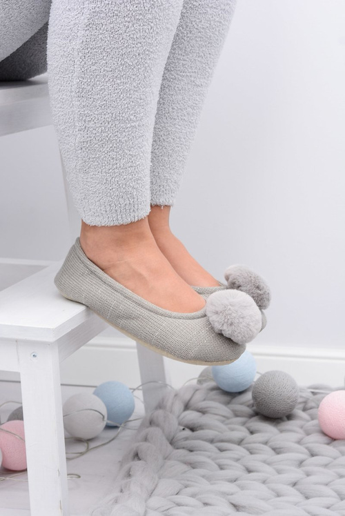 Grey SOXO Women's Homemade Ballerinas with Pump