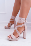 Women's Platform Stiletto Sandals Tiered Beige LaFiesta