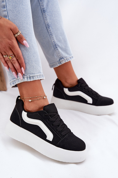 Damskie Sneakersy Na Platformie Czarne Tellnira