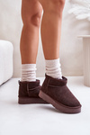 Fashionable Suede Low Snow Boots Brown Nucca